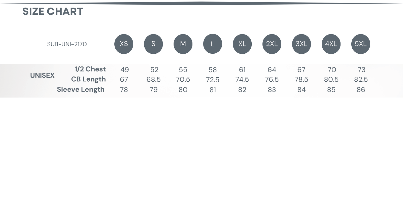 Sublimated Fishing Hoodies size chart