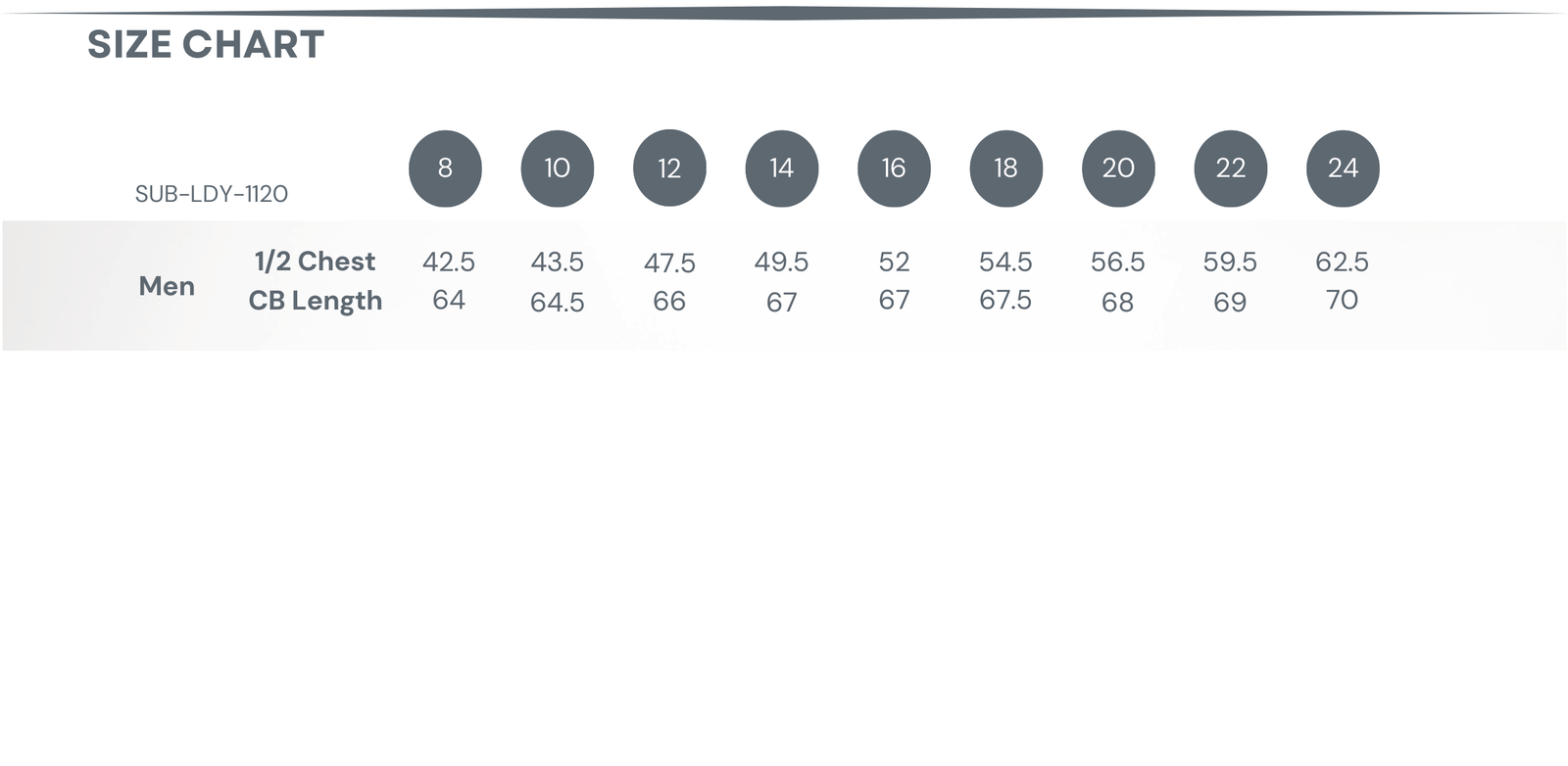 Sublimated Rugby Women's Jersey size chart