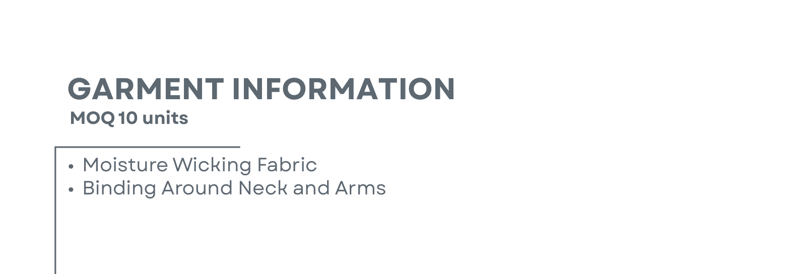 Sublimated Singlet — Standard garment information