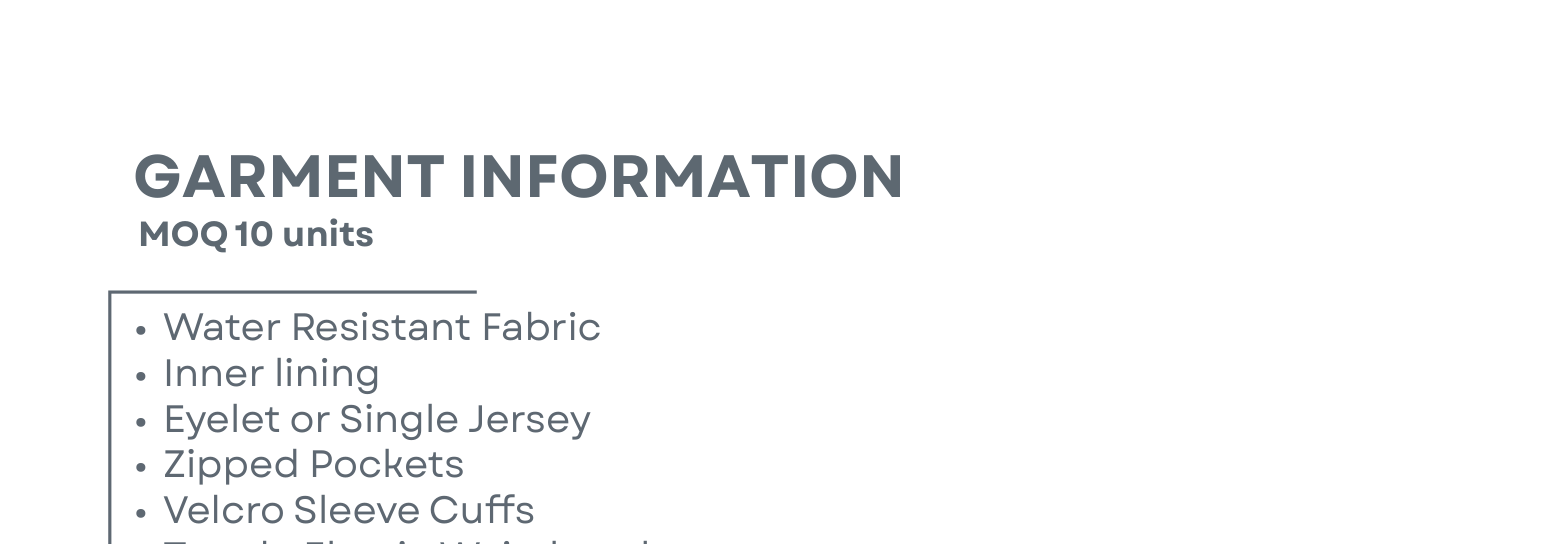 Sublimated Tracksuit Jacket garment information