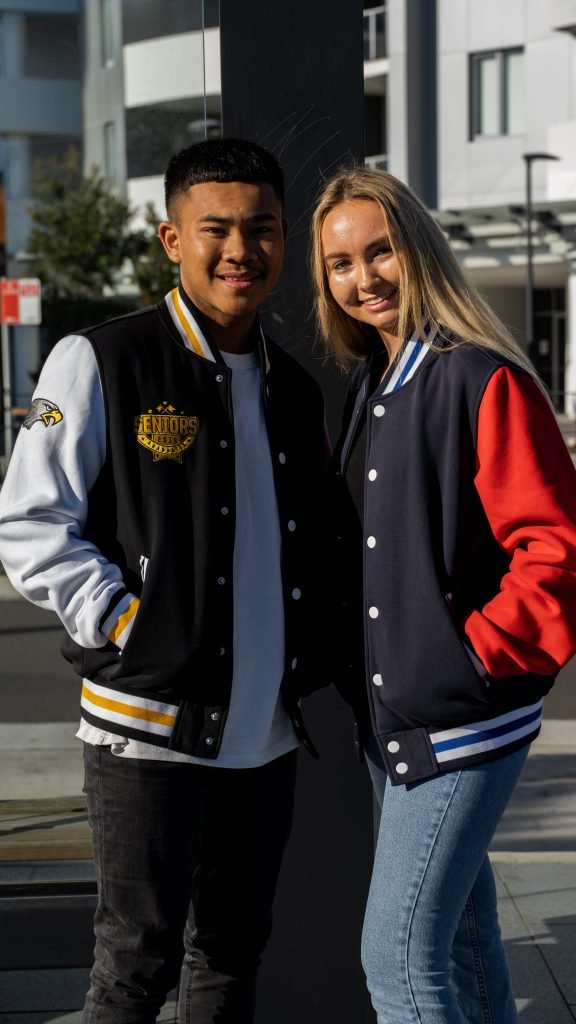 Students in custom leavers gear